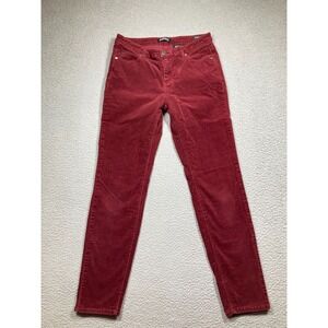 Buffalo David Bitton Pants Women's 8/29 Red‎ Corduroy Supreme Mid Rise Skinny